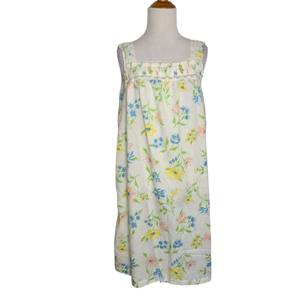 Vintage Cottage Country Floral Nightgown Feminine Semi Sheer Women Light Large